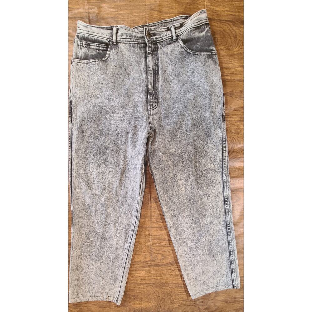 Vintage Points West Women's 20 Black Stone wash Jeans Ankle Crop High Waist
